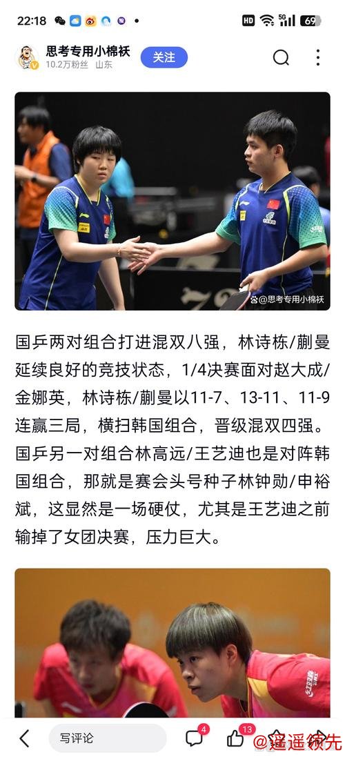 亚锦赛林高远王艺迪闯入8强 林诗栋蒯曼横扫晋级